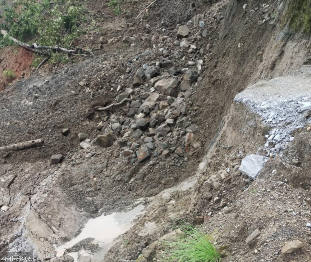 Traffic has been blocked for a month after the road was washed away