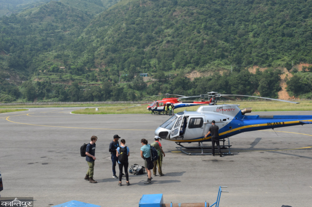 Tourists started going to Phaplu and Surke by chartering helicopters after Manthali-Lukla flights were not available