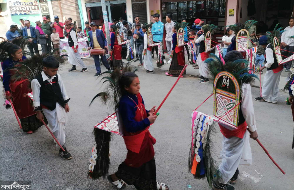 A young man preserving the peacock dance