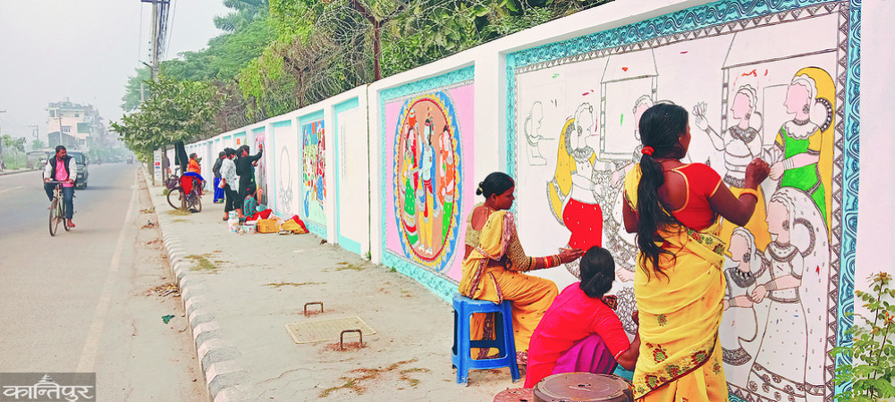 64 year old Mithila wall painting