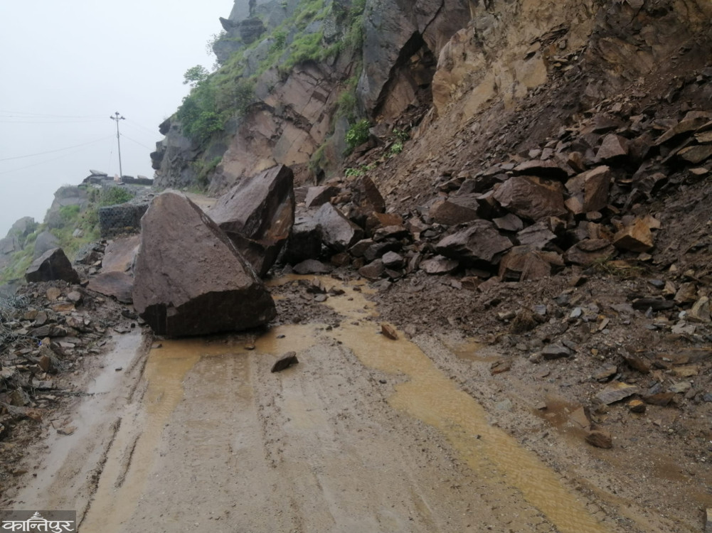 Due to incessant rains, there is a problem in removing landslides on the Karnali highway