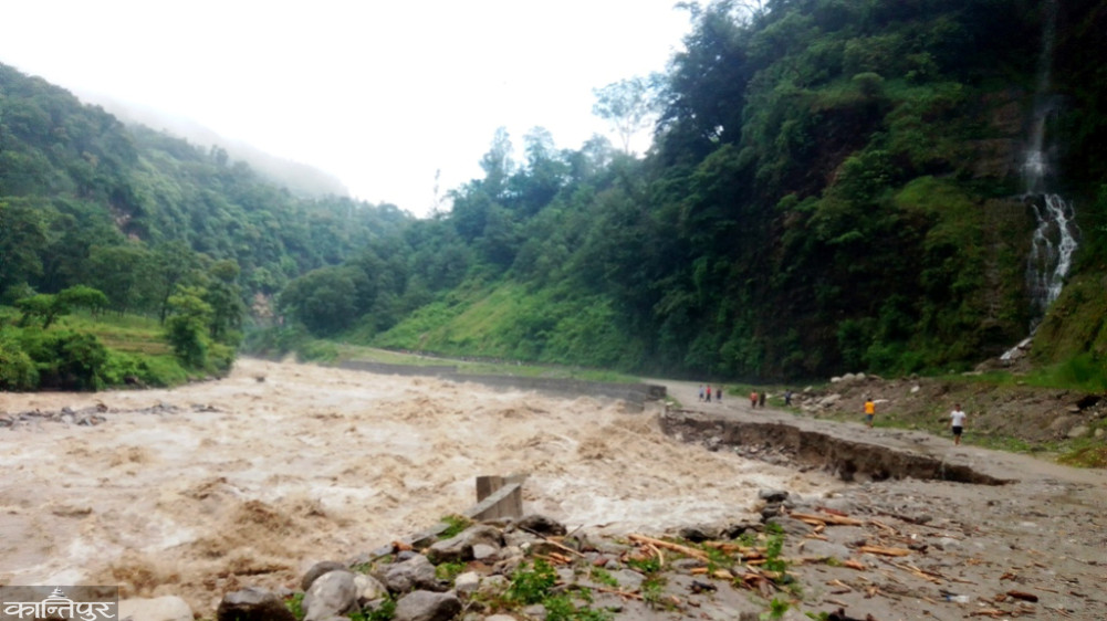 Kodari highway blocked after Beilibridge of Khagdal was washed away