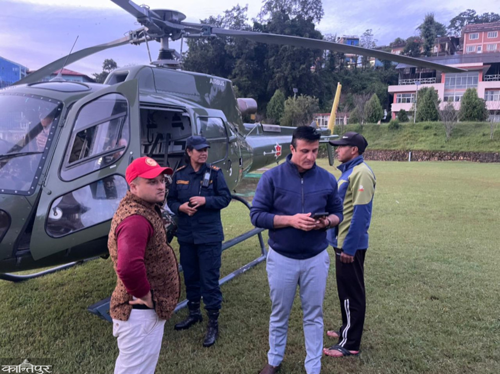 The helicopter that went to Roshi with relief material failed to land and returned to Dhulikhel