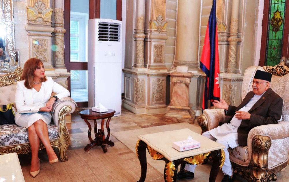 Courtesy meeting between Prime Minister Oli and United Nations resident representative Singer