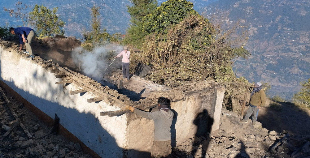 A house was destroyed by fire