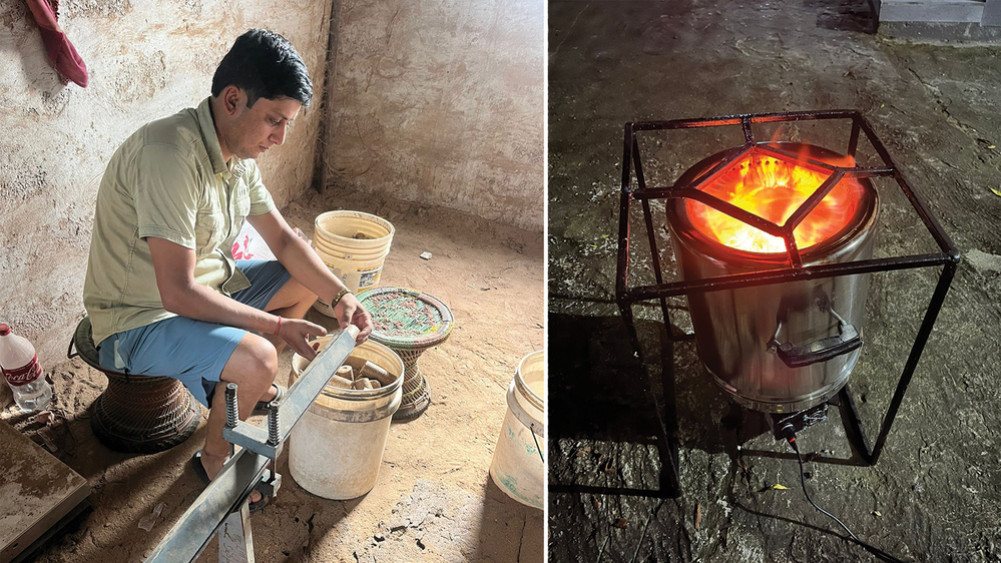 Briquette industry in the village back from Britain