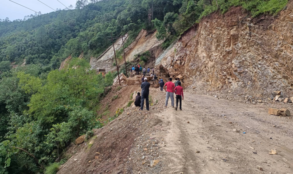 Landslide blocked Rapti highway since Saturday morning