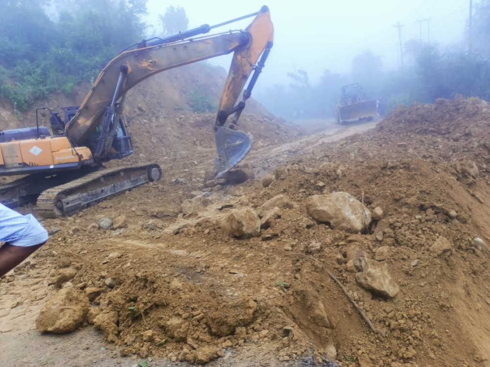 A diversion is being built at Downne, preparing to open a one-way road