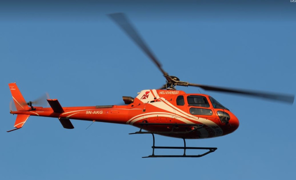 Heli Everest helicopter makes emergency landing at Sanga after bird strike