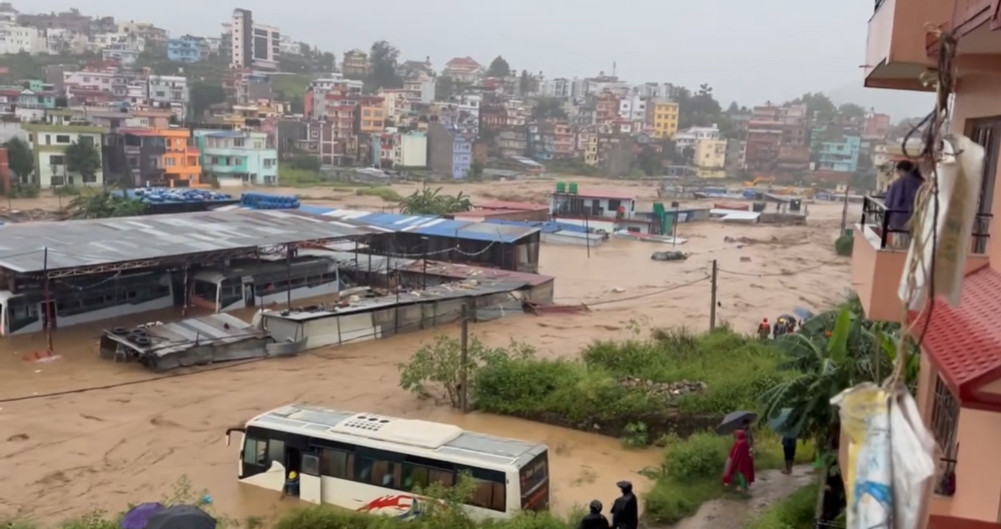 Four people went missing after being washed away by a river in Lalitpur Nakhipot