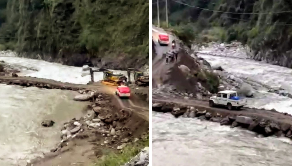 Tatopani Naka: Road operation by placing hump pipe in Larcha, similar by placing tuin and moving it