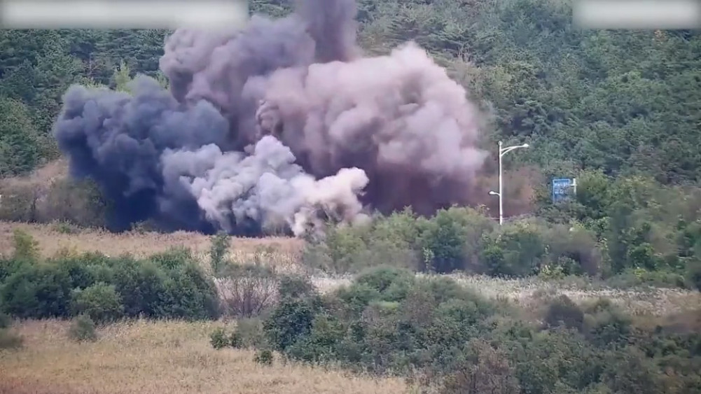 North Korea blew up a road connecting South Korea