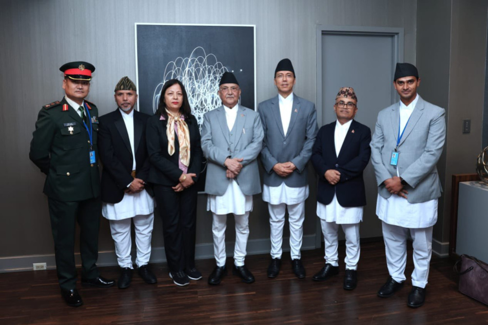 Prime Minister Oli in New York leading the Nepalese delegation