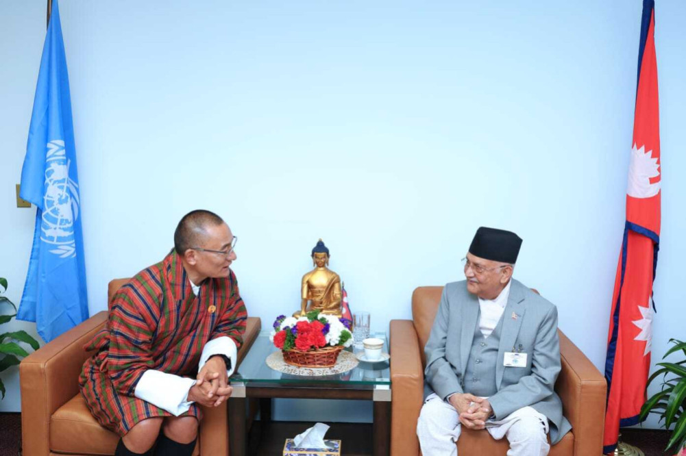 Meeting between Prime Minister Oli and Prime Minister Togbe of Bhutan