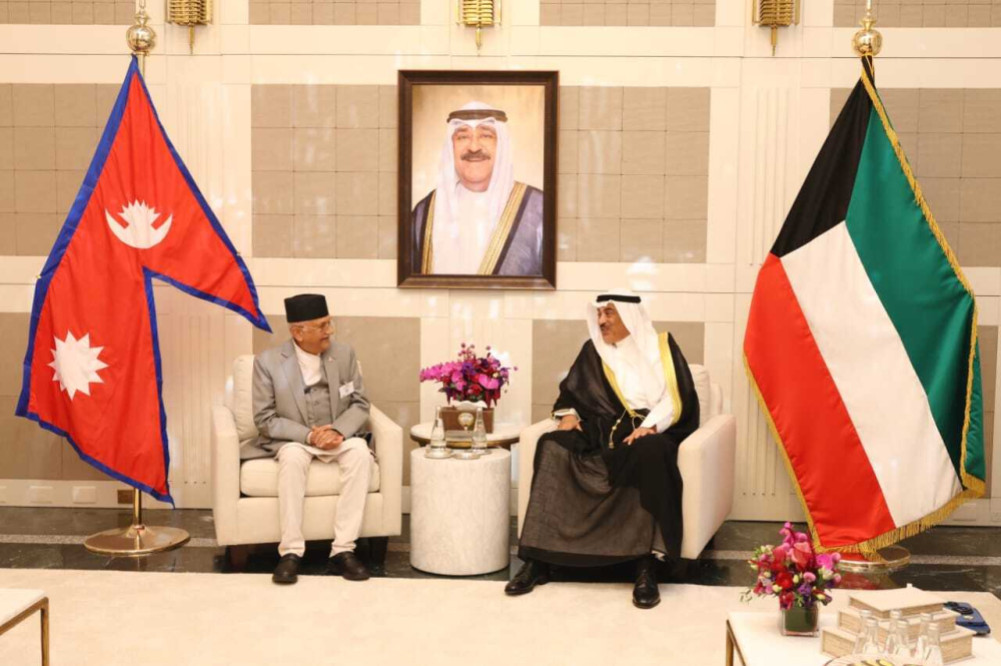 Meeting between Prime Minister Oli and the Prince of Kuwait and Prime Minister Sabah