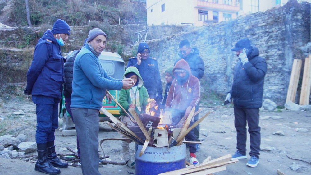 Fire heating arrangement in Solukhumbu
