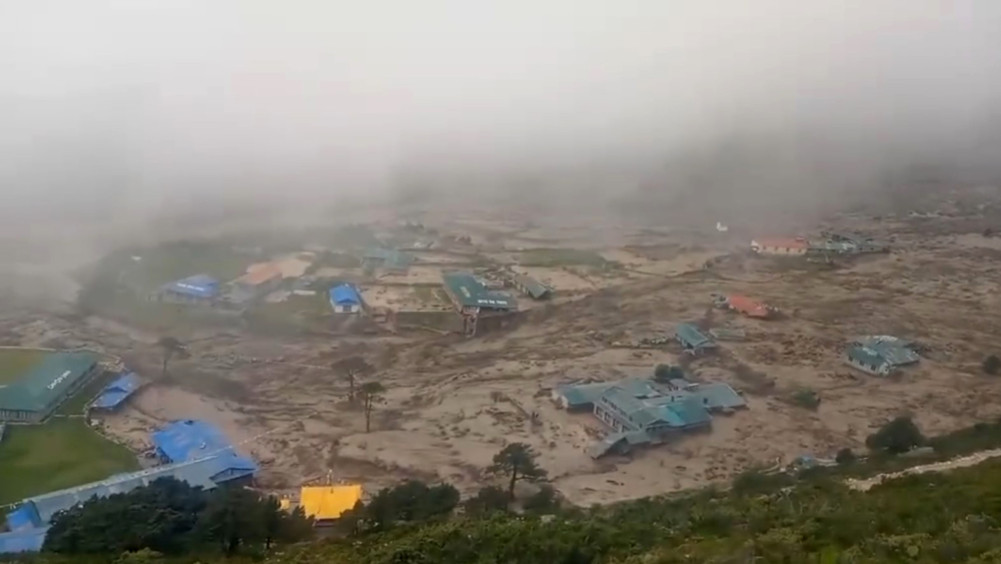 Unexpected landslides in Thame, Solu destroyed 20 houses and schools, displaced 135