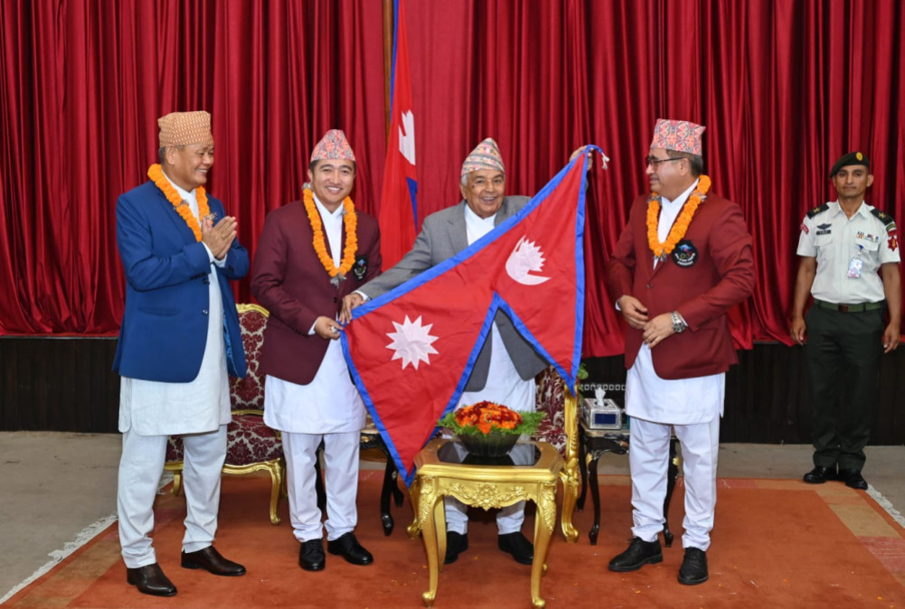 President Poudel bids farewell to athletes going to the Olympics