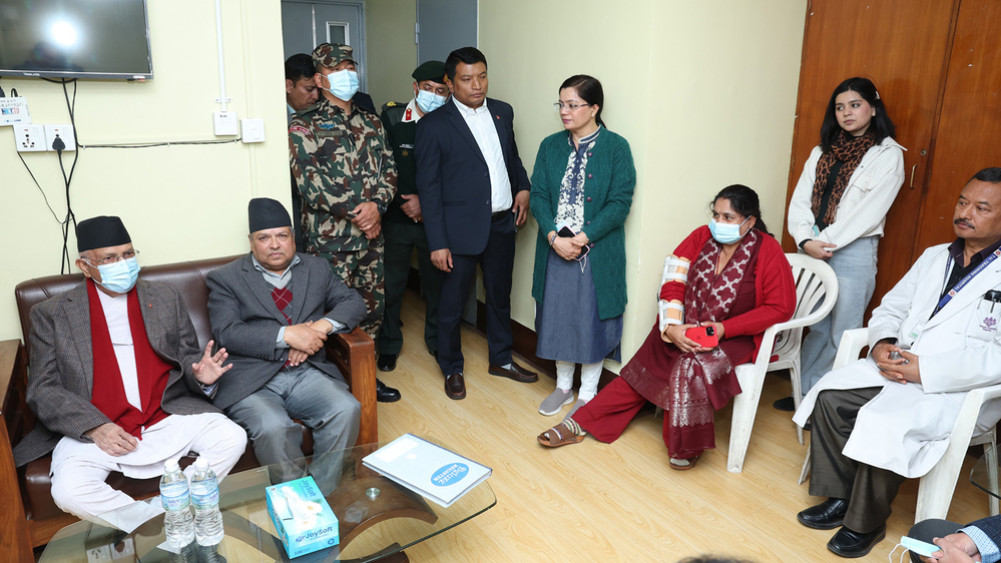 Prime Minister Oli at the hospital to understand the health condition of President Paudel