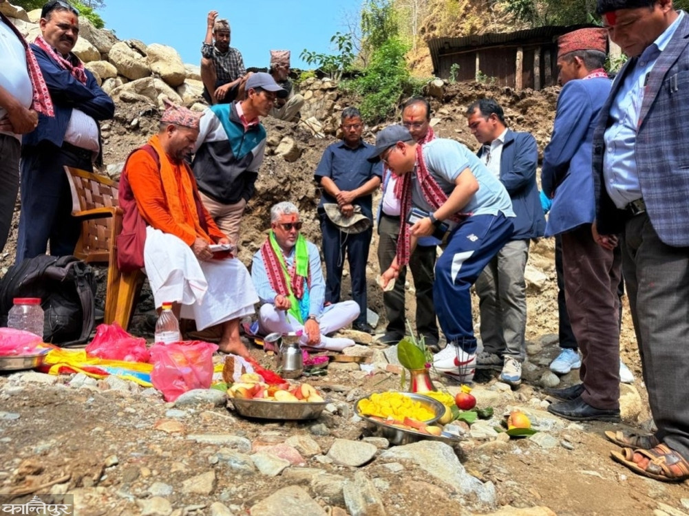 Foundation laying of three bridges simultaneously in Jajarkot