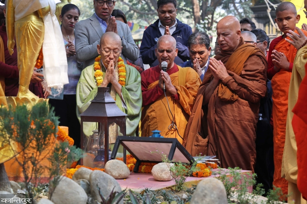 Lamps collected from 15 places in 9 countries lit at Lumbini