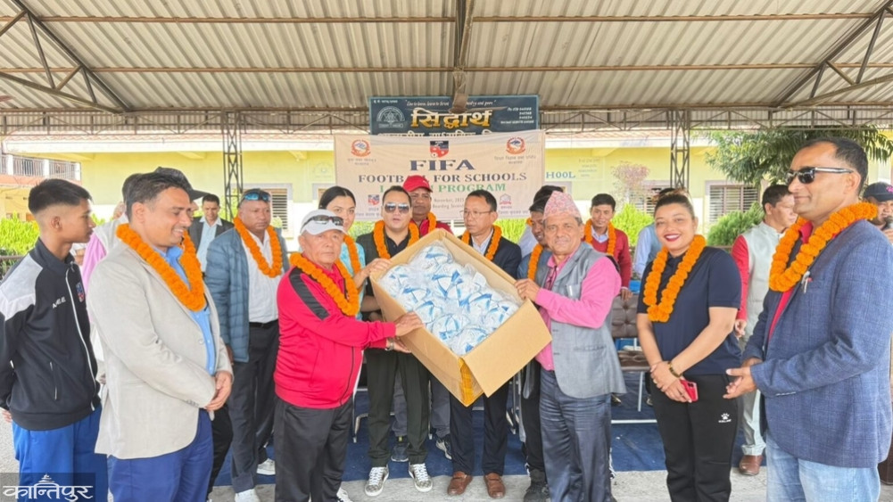 Footballs handed over to 21 schools in eastern Nawalparasi