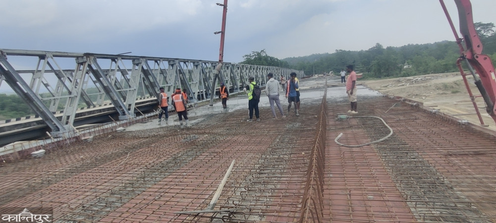 A paved bridge slopes over the longest Vinay river in East Nawalparasi