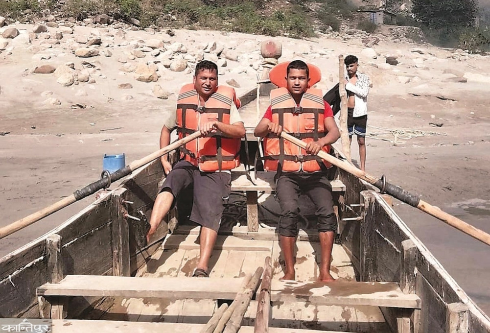 Three generations of boatmen on the Mahakali