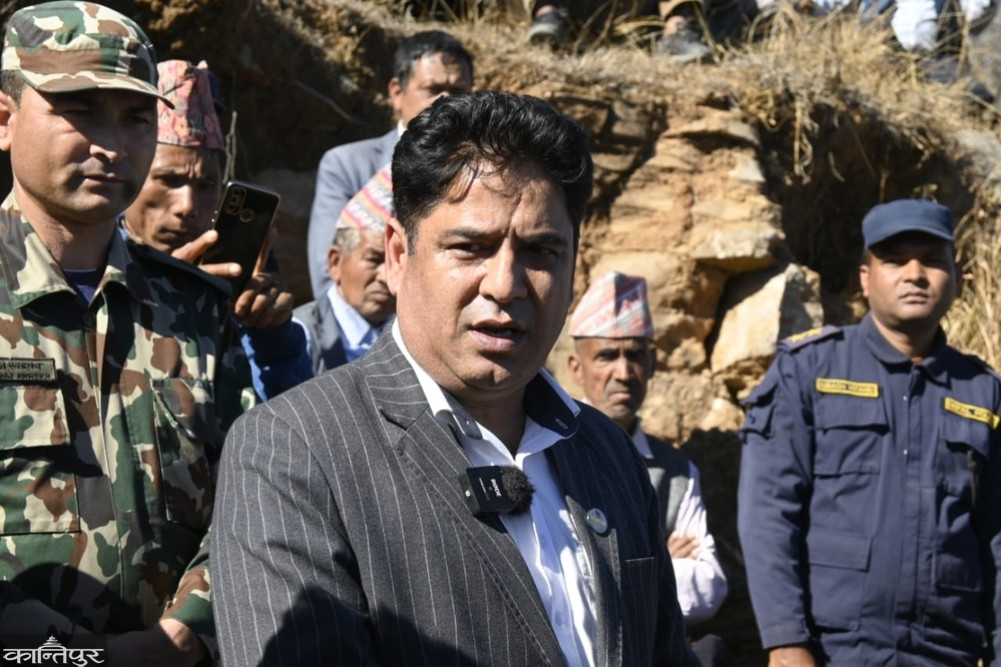 Industries Minister in the disputed mining area of Rolpa
