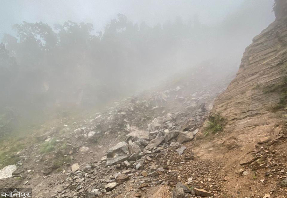 The Karnali highway was blocked due to a landslide in the Gange river