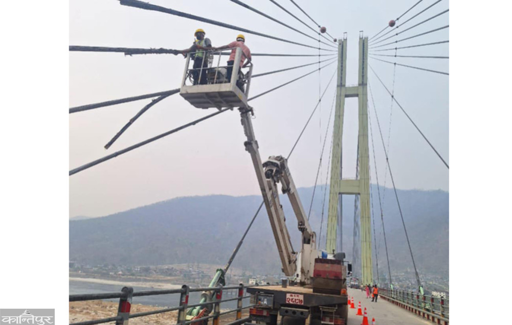 Repair of Karnali Bridge after one and a half months