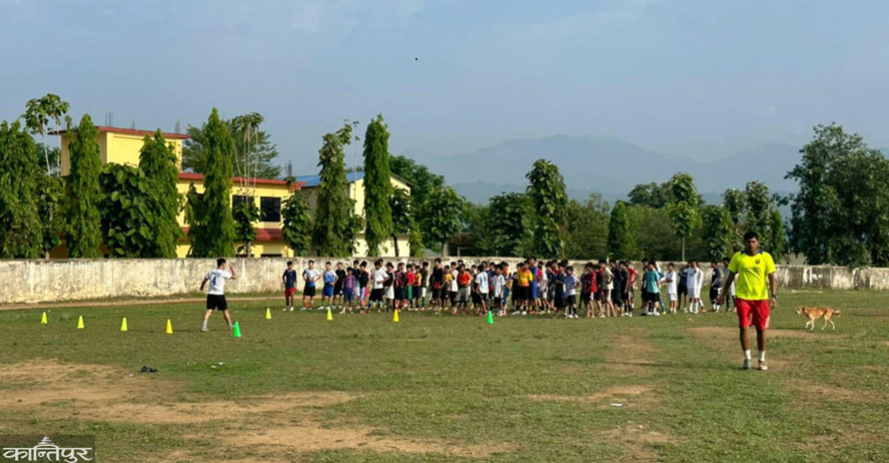 Volleyball and football training for children of Rampur