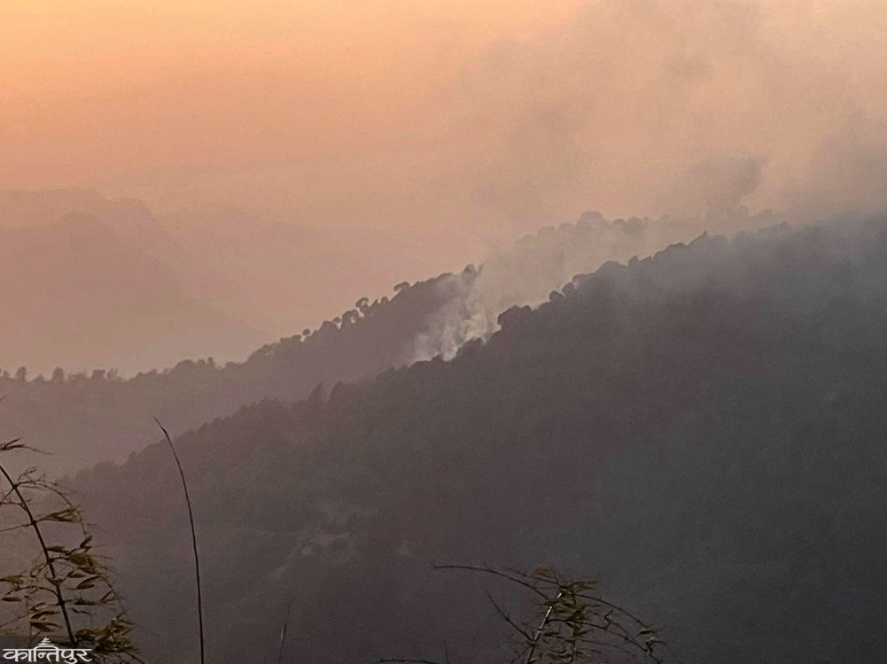 The fire in Palpa's Rimigha Lake has been burning for 3 days, still not under control