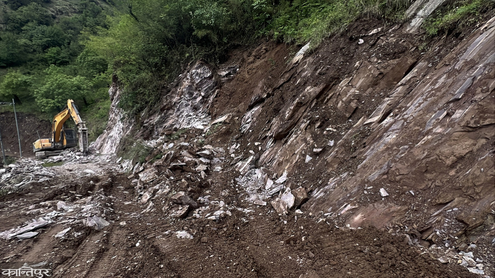 The road is being widened at four places in Rukum East section under Shahidmarg
