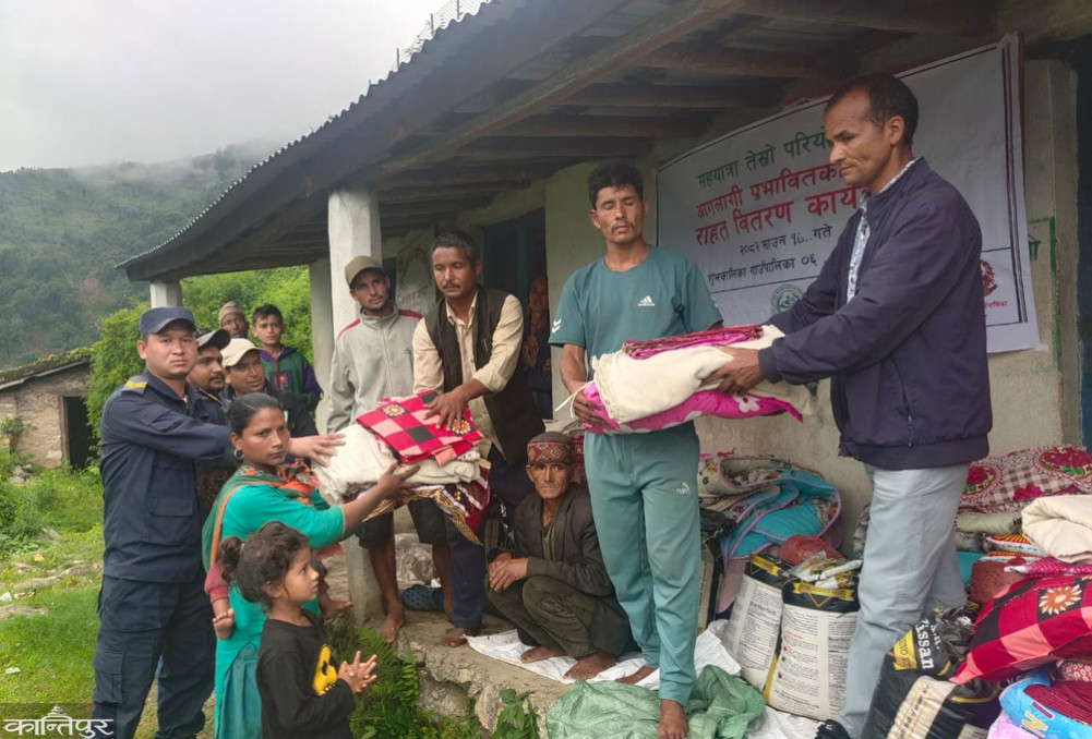 Distribution of emergency relief to fire victims