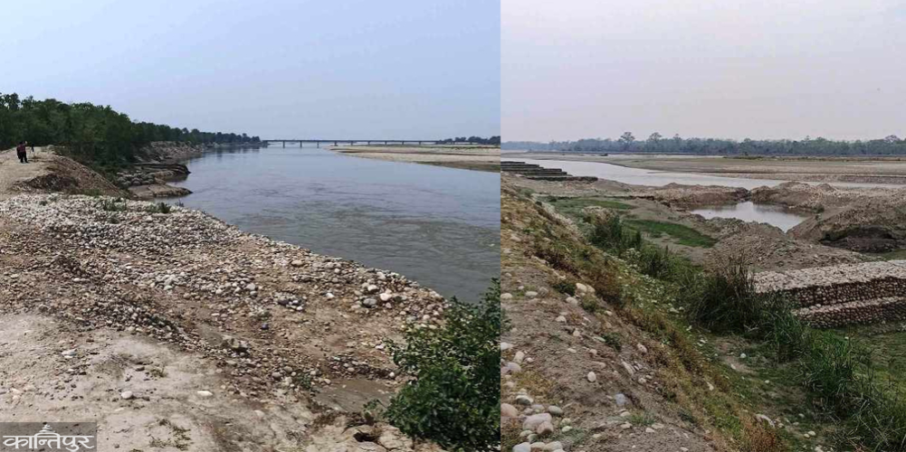 The embankment in Karnali is stuck due to the negligence of construction workers