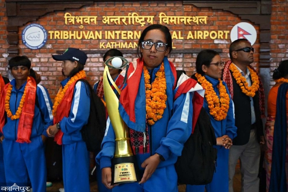 The Blind Women's T20 World Cup runner-up team returns home