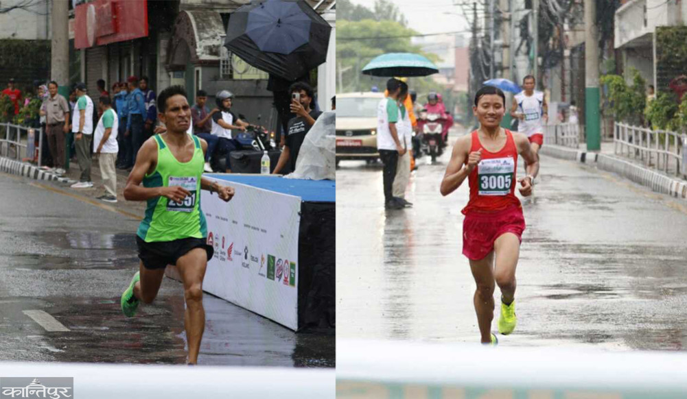 Khadak Bahadur and Santoshi won the Kantipur Half Marathon