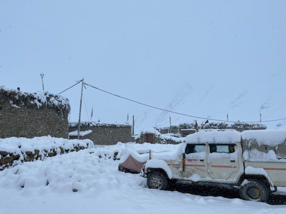 Heavy snowfall in Upper Dolpa, up to nine inches of snow accumulated
