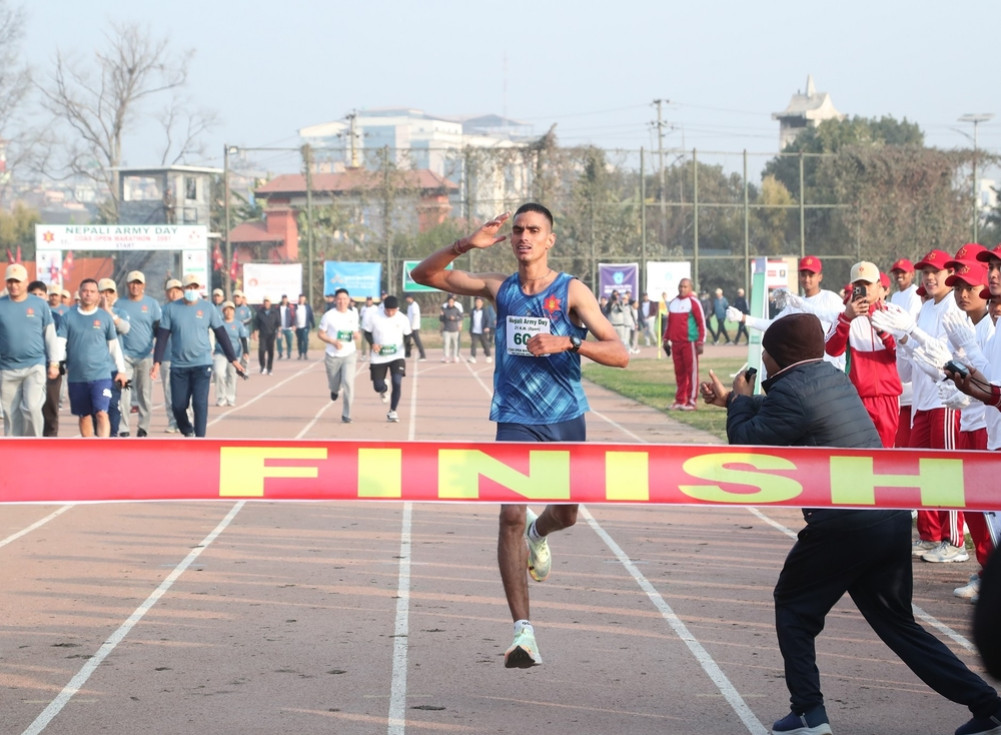 Khadag Bahadur won the 10th Prime Minister's Marathon
