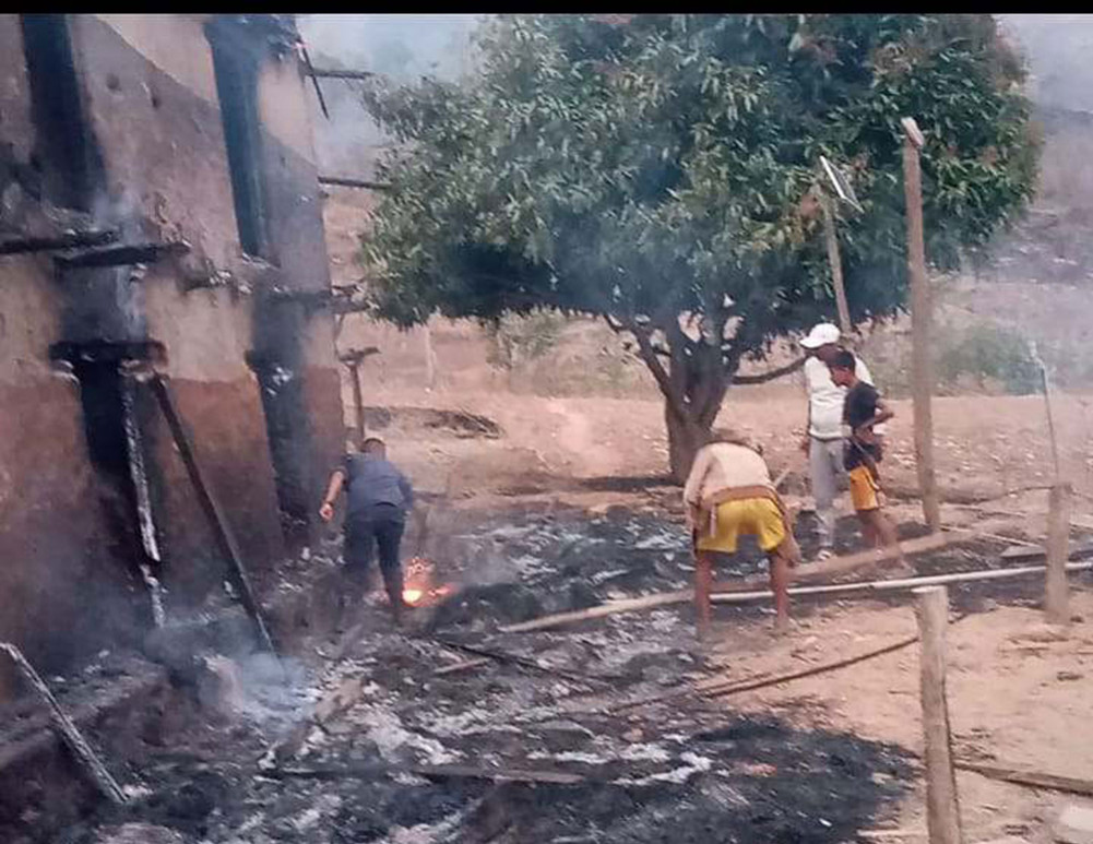 Two houses were burnt when the fire broke out in the settlement