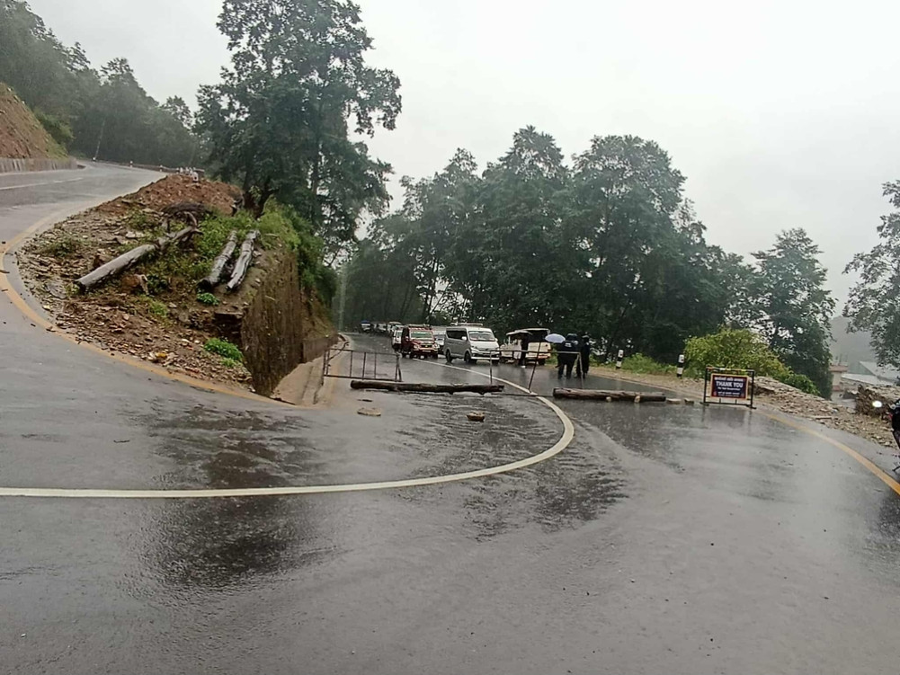 Police also closed the road to Chitlang
