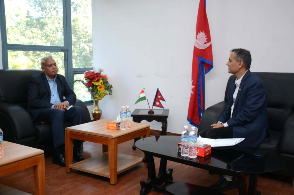 Home Minister Aryal meets with Indian Ambassador Srivastava