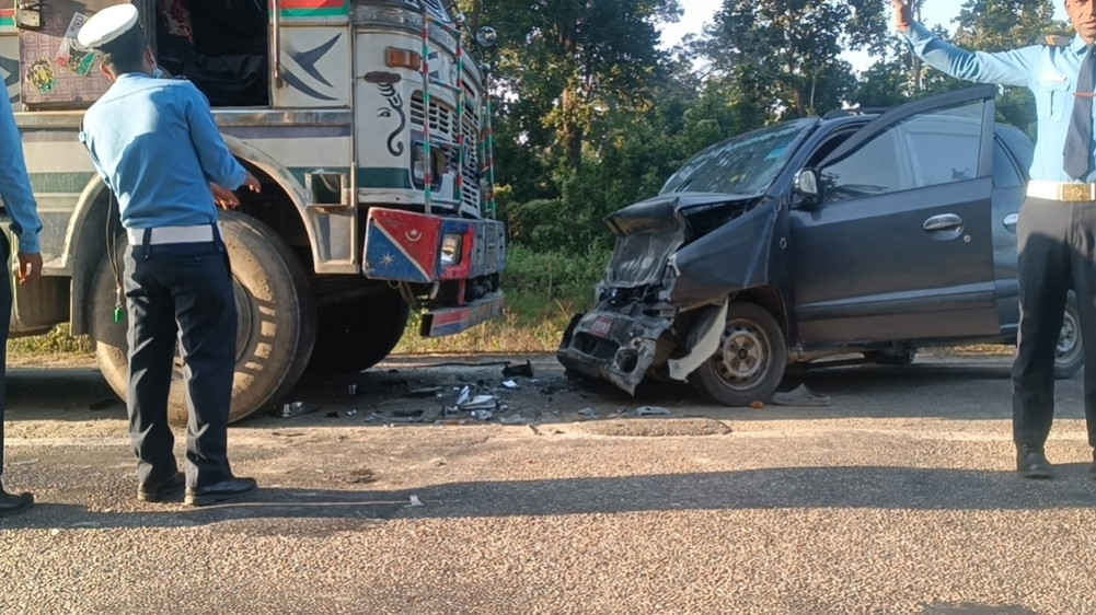 An elderly man dies after a truck and car collide in Rautahat