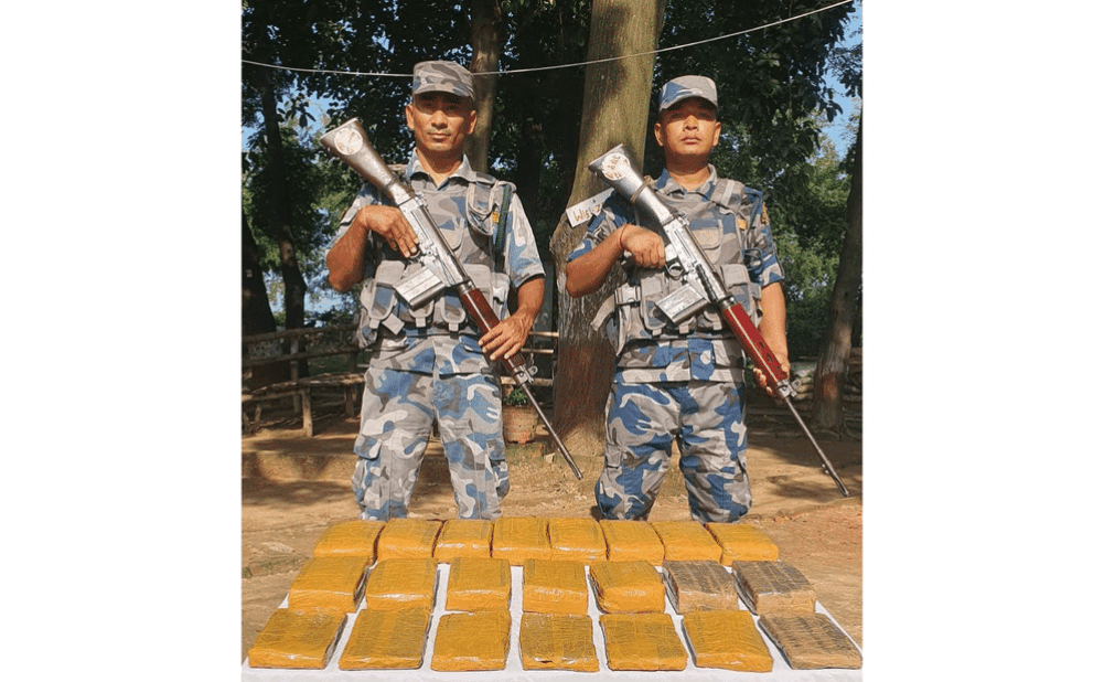 A large quantity of hashish was seized by the armed police