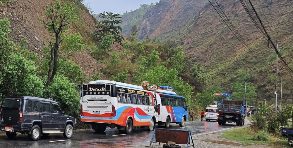 Araniko highway blocked by landslides