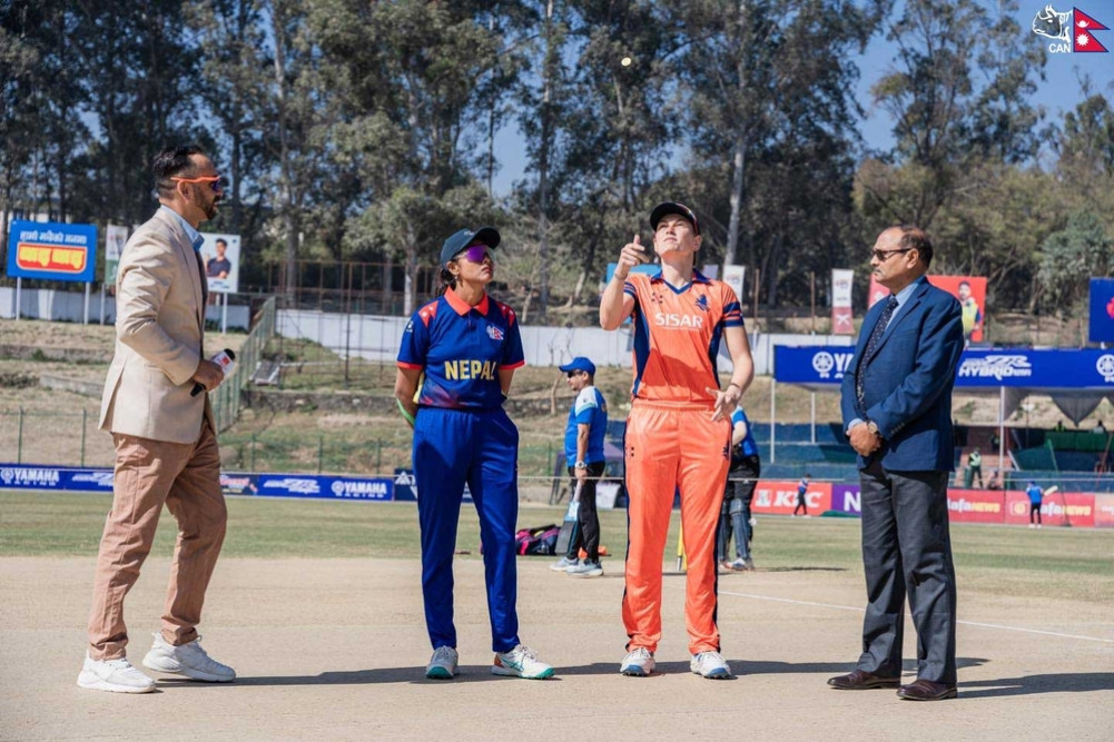 Netherlands batting against Nepal