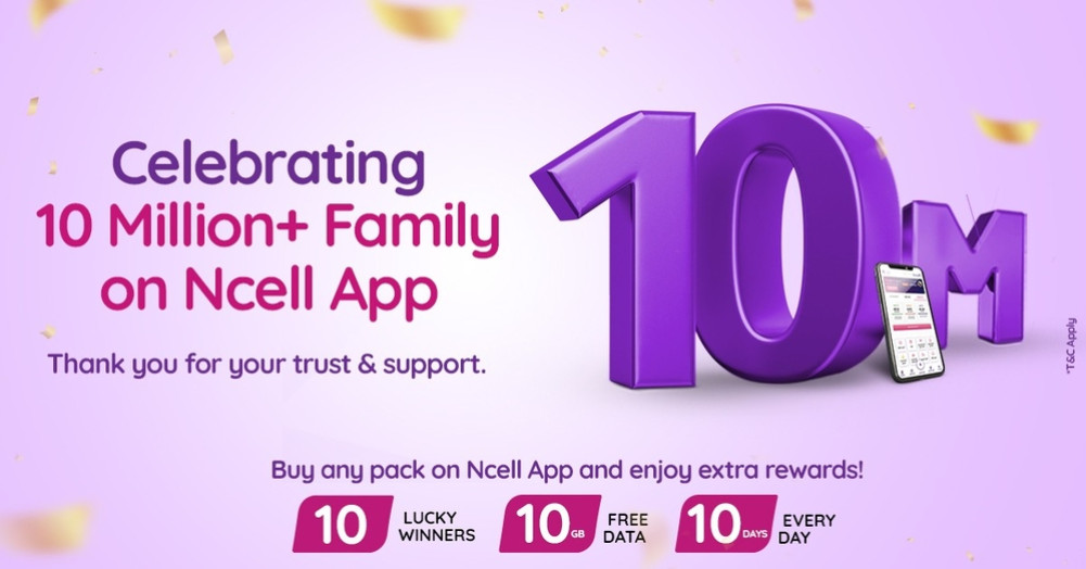 Ncell app downloads exceed 10 million, 10-day celebration begins