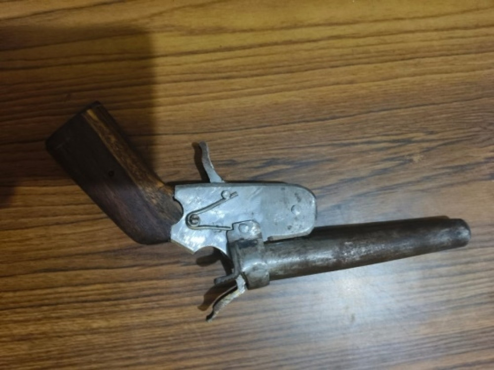 One person was arrested with a sharpened pistol
