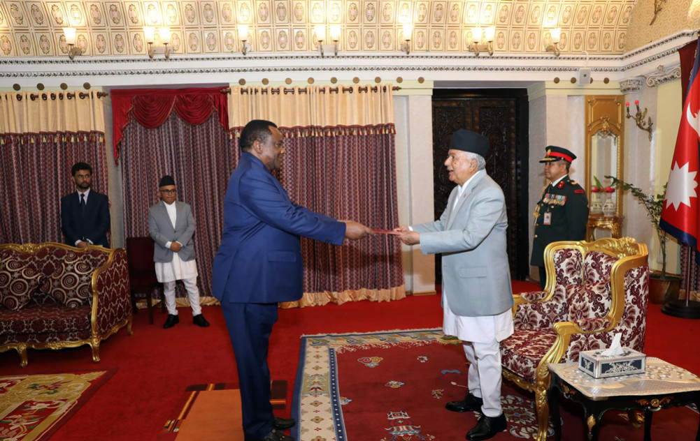 Presentation of credentials by ambassadors to President Paudel